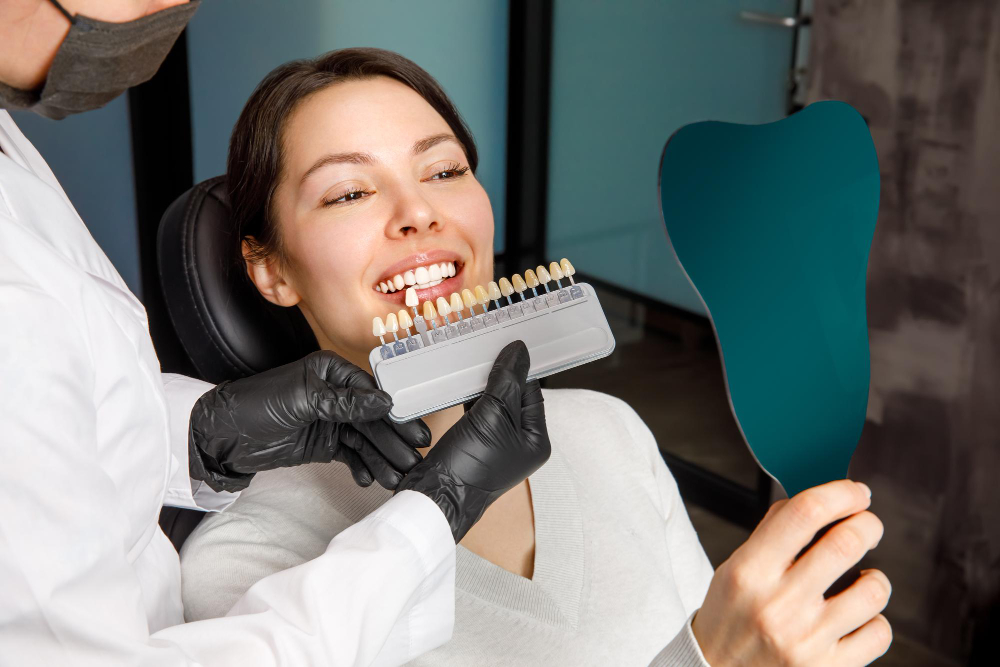 woman getting dental veneers