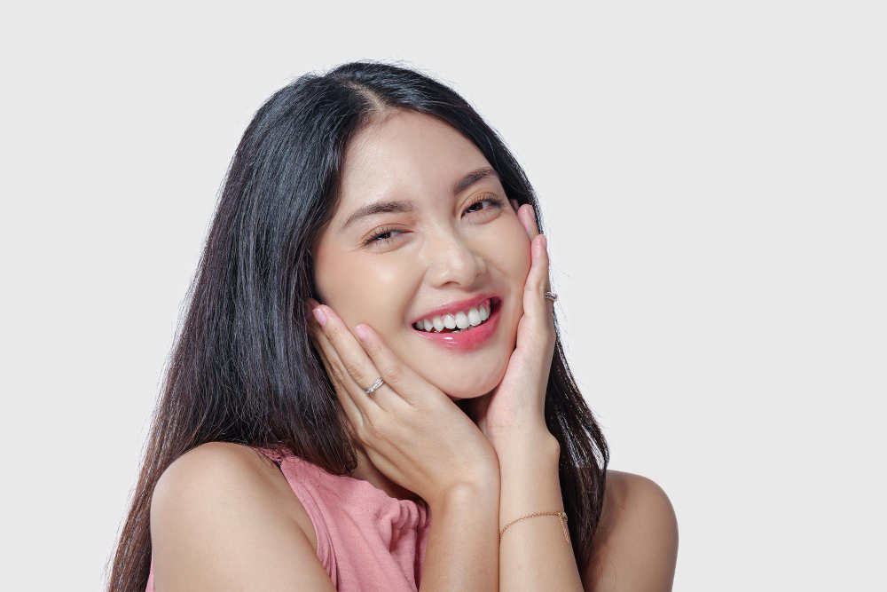 woman with beautiful teeth after smile makeover